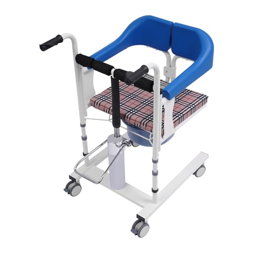 Silla de ruedas hidráulica para pacientes, 180°, con orinal, capacidad de carga de 90 kg, altura regulable 42-61 cm, para personas con discapacidad, paralíticos