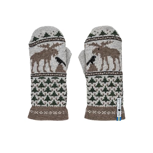 ÖJBRO VANTFABRIK 1 Paar Fäustlinge Gr. M (7-9) Wolle Strick-Handschuhe 4-lagige Merinowolle Winter-Handschuhe aus Schweden, Fausthandschuh Damen & Herren, extra warm & weich...