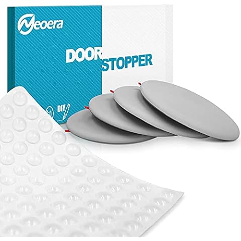 Neoera Door Stopper Wall Protector 3.15" Dia Gray 4 pcs & Cabinet Bumpers 3/8" Dia Clear 200 pcs Cover