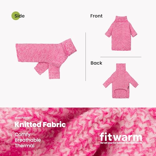 Image of Fitwarm Knitted Turtleneck Dog Sweater, Cozy Dog Winter Clothes for Small Dogs Girl, Holiday Pet Outfit, Heather Pink, XL