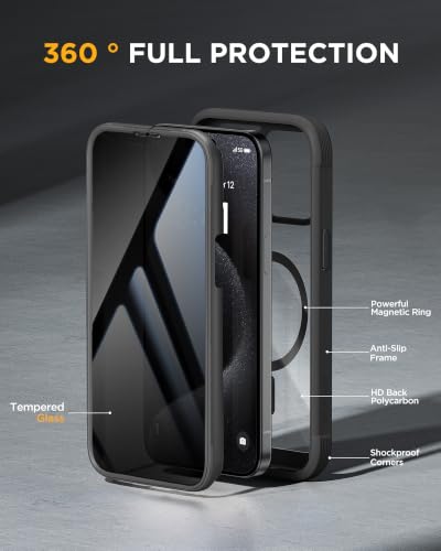 Image of Miracase for iPhone 15 Pro Case 6.1'',with Private Screen Protector,Black