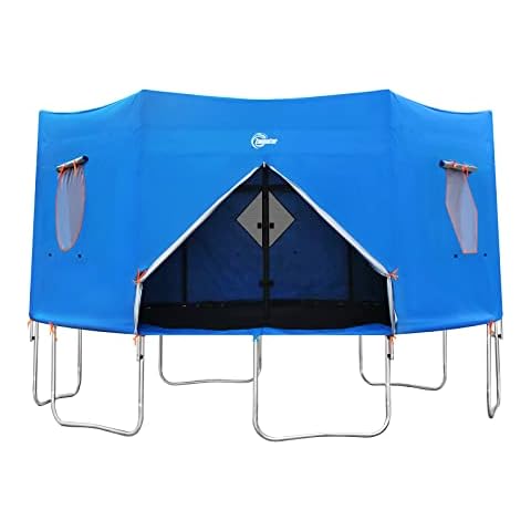 12FT Trampoline Tent, Fits for 6 Straight Pole Round Trampoline, Trampoline Tent Cover (Tent Only) Blue Cover