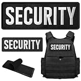 WILDREEDS 2 Pieces Hook and Loop Security Patches, Tactical Security Embroidery Patch for Police Vest Jacket Back Panel(1Pcs Small and 1Pcs Large, Black)