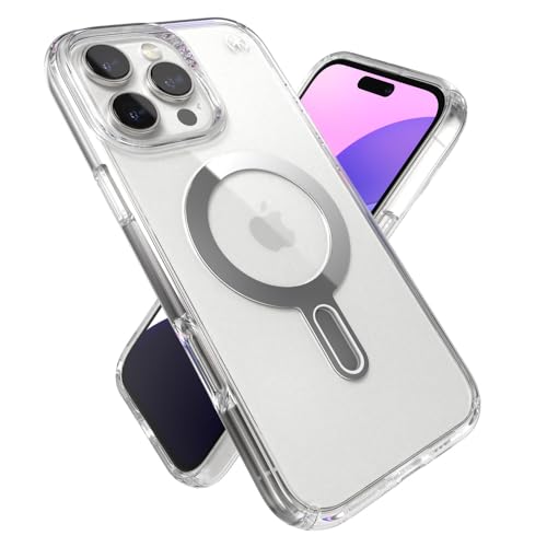 Image of Speck Clear iPhone 16 Pro Case MagSafe and ClickLock - Slim Phone Case iPhone 16 Pro - iPhone 16 Pro Phone Case - Presidio - Clear /Chrome