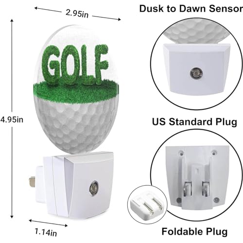 Image of Golf Ball Night Light Half Golf Ball with Grass Golf Course Grassland Night Lights Plug into Wall with Dusk to Dawn Sensor for Boys Men Room Decor & Golfer Gifts