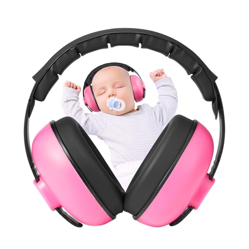 Catálogo de Orejeras para Niña de esta semana. 50 Orejeras Antirruido para Niños, Orejeras de Protección Auditiva para Aprender a Dormir para Niños, Diseño de Esponja con Cancelación de Ruido, Longitud Ajustable (Rosa Roja)