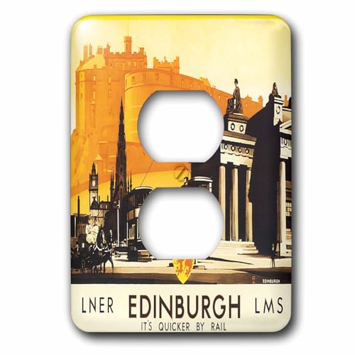 Poster de voyage Edinburgh Quicker by Rail avec cheval chariot
