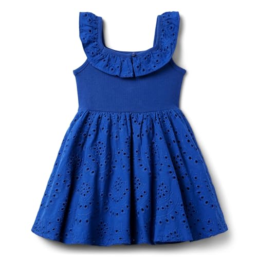 Janie and Jack, Womens, Girls Floral Eyelet Dress (Toddler/Little Kid/Big Little), Blue 1, 5 Years2
