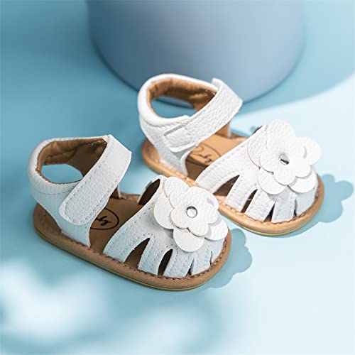 Image of Miamooi Infant Baby Girls Boys Sandals Summer Bowknot Crib Shoes Toddler Pu Leather Flower Soft Rubber Sole Dress Flats First Walker Shoes