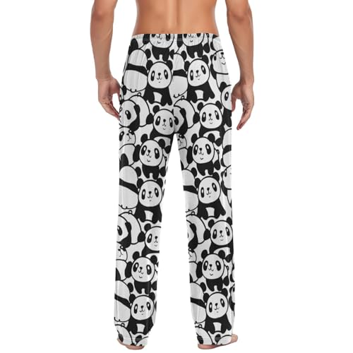 Cute Panda Pajama Pants White Black Animals Lounge Sleepwear PJs Men's Pajama Bottoms Lightweight Sleep Pants M2