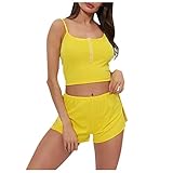 Damen Spaghetti Strap Crop Top Hose Zweiteiler Shorts und Top Sets 2 teileig Jumpsuit kurz Sommer Strand Elegant Druck Party Top Short locker V Ausschnitt Reizvolle Hosen Rückfrei Jumpsuit Ärmellos Crop Top Kurz Sommer Strand Elegant Short locker Dünnes Hosen + Top Sport Sets Damen, Slim fit Bekleidungssets Sets Hoodie Langarm Top Tanks und Yoga Jogginghose Damen Samt Sportanzüge Jogginganzug Frauen Lange Ärmel Zipper Top + Lange Hose Sportswear 2 Stück Set Sport Yoga Outfit
