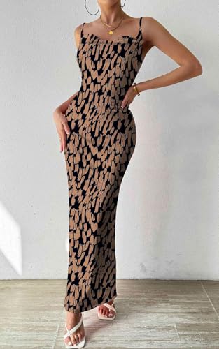 Image of PRETTYGARDEN Women's 2026 Summer Floral Spaghetti Strap Maxi Dress Stretch Sexy Bodycon Dress Backless Slip Long Dresses