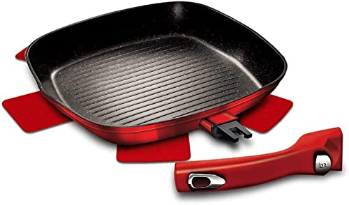 Berlinger Haus BH/1947 Grill Pan 28 cm with Removable Handle Burgundy of Metal Line Free Protector