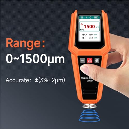 Grosorímetro recargable de alta precisión para medición de recubrimientos FE/NFE, rango 0-1500 um, herramienta para medición de pintura automotriz miniatura 3