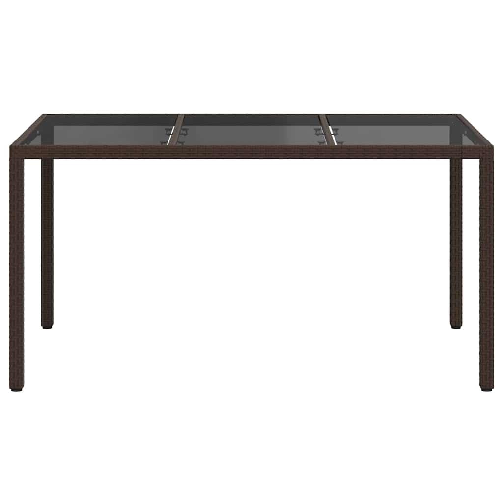 Tavolo da giardino marrone in polyrattan, 150 x 90 x 75 cm, resistente alle intemperie, facile da pulire, robusto, stabile, per terrazza, balcone, giardino, cene, barbecue e feste all'aperto