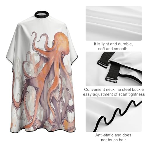 Capa para corte de cabello con tentáculos de pulpo, cierre ajustable miniatura 4