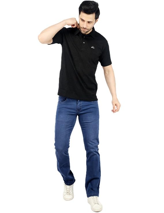 Image of Men's Premium Straight Fit Jeans | Cotton Rich Breathable Denim Pants for Men | Comfortable Regular Wear Casual Jeans