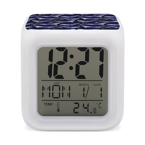 Cosmic Whales - Reloj despertador digital para dormitorio, pantalla LED, alarmas de noche