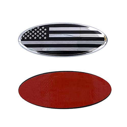Image of SANRILY 6.9 Inch Silver Oval American Flag Emblem for Ford F150 F250 F350 6.9 inch x 2.8 inch Decal Badge Nameplate for Ford 1999-2004 Car Emblem Replacement Cover