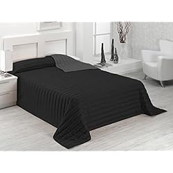 Colchas Enguatadas SABANALIA - Colcha Bicolor Multiuso Tutto (Disponible en Varias Medidas y Colores) - Cama 150, Negro/Gris