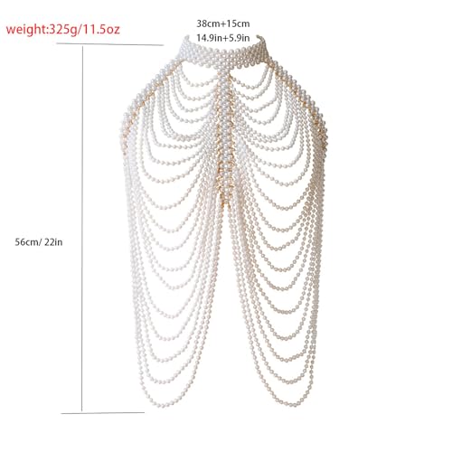 Cadena para cuerpo con perlas chal de joyería que realza vestidos de boda simples 3