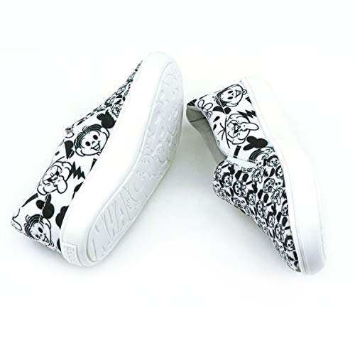 Calçados Turma da Mônica - Tênis Slip on Floquinho - Estampa Divertida Ícones Preto e Branco