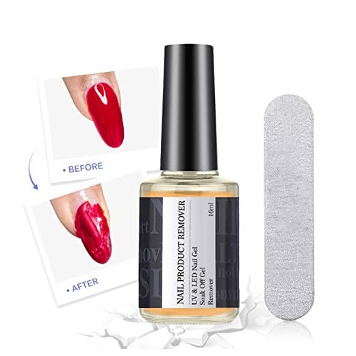 Janolia Removedor de Gel de Uñas, 15 ML Quita Esmalte de gel y Capa Superior en 3-5 minutos, Hace Uñas más Limpias y Brillantes, Quitaesmalte Fácil y Rápidamente, Lima de Color al Azar