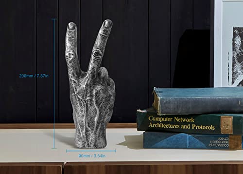 Blowind Silver Polyresin Hand Gesture Desk Statues Finger Sculpture Decor - Silver Personality Finger Gifts For Family And Friends (Vintage) #TOP2