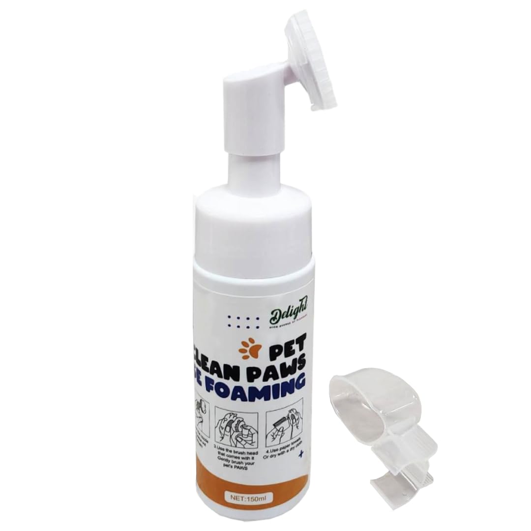Delight Pet Paw Cleaning Foam, No Rinse Foaming Cleanser, Gentle Fragrance Free Wash Care for Pets Paw