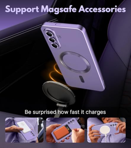 Image of DIZORO Samsung A57 Case, Compatible with Mag Safe Back Cover, Matte Luxury Metallic Luster Flexible TPU Wireless Charging Shockproof Case with Camera Protector (Metallic Silver)