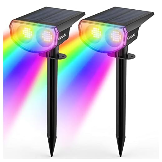 Kyosho Solar Color Spot Lights Outdoor, 38 LEDs Color Changing Solar Outdoor Lights 9 Lighting Modes, Waterproof RGBW Multicolor Yard Solar Spotlight Tree Pool Garden Lights, 2 Pack
