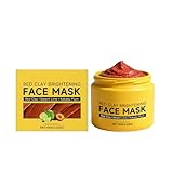Arcilla Roja Australiana Mascarilla Facial - Purificante y Detox con Vitamina C, Arcilla de Caolín para Piel Grasa y...