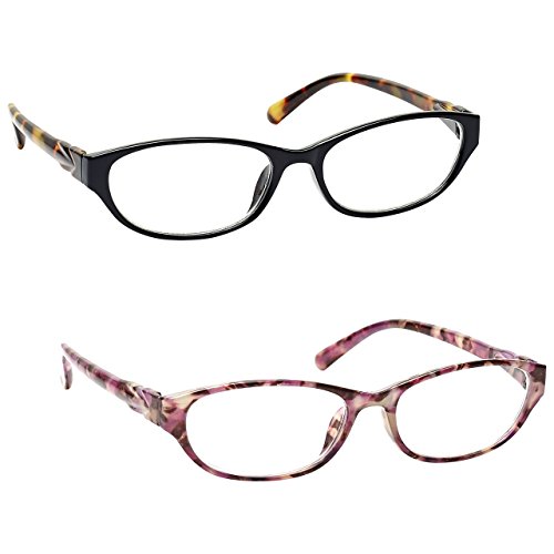 The Reading Glasses Company Black Brown & Pink Tortoiseshell Readers Value 2 Pack Womens Ladies Spring Hinges RR69-14 +1.75
