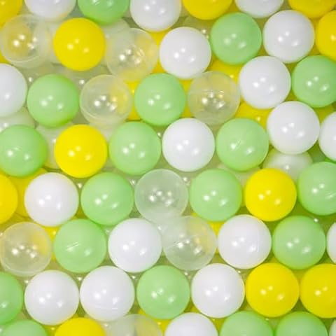 MoonxHome Ball Pit Balls for Toddlers, Plastic Toy Balls for Ball Pit, BPA Free Crush Proof, Kid's Pool Water Toys, Macaron Ocean Balls for Play Tent 2.15" Yellow&Green 50pcs Cover