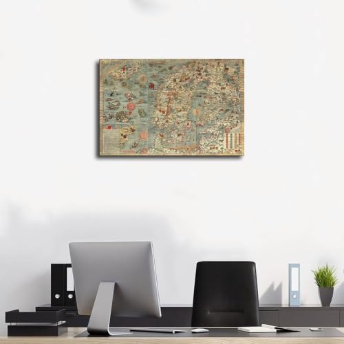 Impression sur toile Carta Marina déco murale premium