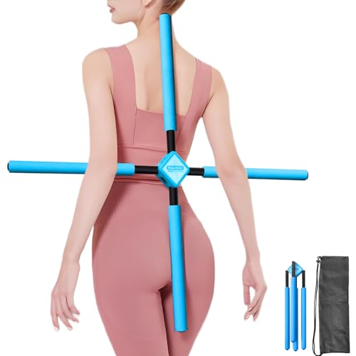 Back Straightener Posture Corrector|Yoga Stick Stretching Tool for Women and Men|Portable Posture Corrector Pole Stretch Mobility Stick Physical Workout Exercise Dowel (Blue)