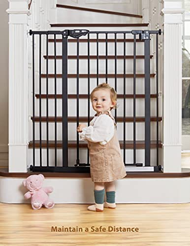 InnoTruth 36" Tall Baby Gate for Dogs, 29-39.6” Auto Close Safety Gate Crafted for Child Protection with 2.24" Slots, Dual-Lock Safety Design and Wall-Friendly, Black - Image 2