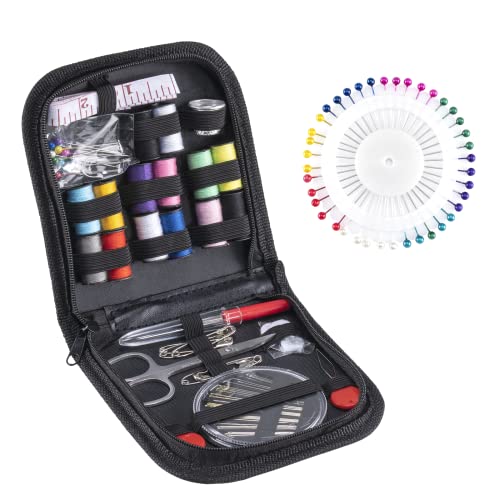 Kit de Couture,108 Pièces Accessoires De Couture 14 Bobines de Fil Couture Mini Kit De Couture Complet pour Débutants, Voyageurs, Parents Et Amis