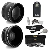 Vivitar 58mm Lens Accessory Bundle with Two Lens Attachments (Telephoto 2.2X and Wide-Angle 0.43x), 3-Piece Filter Kit, Universal Camera Remote Control, and 5-Piece Lens Cleaning Kit