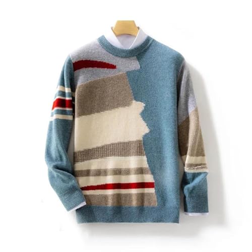 Men's Round Neck Wool Soft Sweater Irregular Patchwork Pullover Casual Large Size Top2