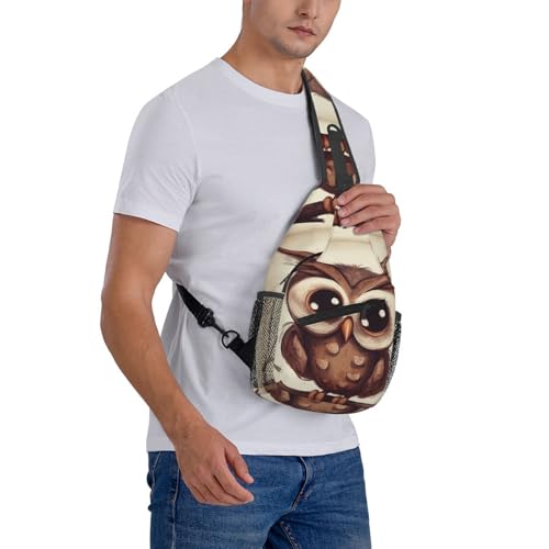Mochila tipo sling bolsa cruzada búho negra para exteriores miniatura 7