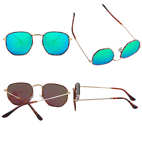 Image of Hipster Hexagonal Polarized Sunglasses Men Women Geometric Square Small Vintage Metal Frame Retro Shade Glasses