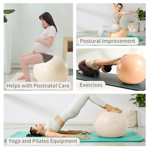 Anti Burst Yoga Bal 65cm Extra Dikke Gym Bal met Inhalatiebuis Antislip Oefenbal voor Yoga Pilates Arbeid Ballen Stoel voor Balans Core Training - Afbeelding 6