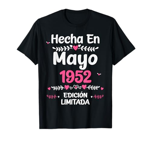71 Años Regalo de Cumpleaños 1952 Mujer 71 Años Mayo Camiseta