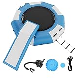 VEVOR Recreational Water Trampoline 10ft, Inflatable Water Bouncer Portable Bounce Swim Platform with Slide, Electric Air Pump & 3-Step Ladder, Adult Kid Floating Rebounder for Lake Pool Water Sports