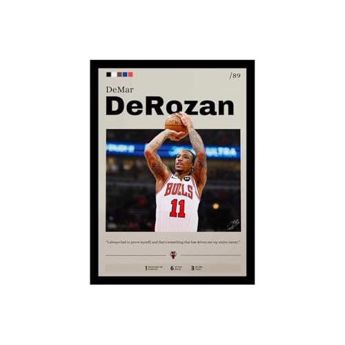 Image of BLINKART Demar Derozan | Nba Basketball Player | Synthetic Wood Photo Framed Wall Hanging Poster Room & Office Bedroom Living Boys And Girl Room Home Wall Hanging | 12x18 Inches