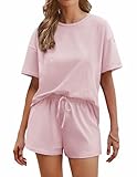 Ekouaer Cotton Pajamas for Women 2 Piece Lounge Sets Short Sleeve Pjs Shorts Set Soft...