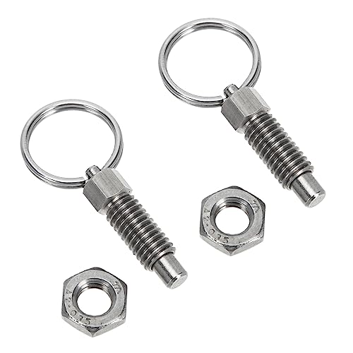 2pcs Pull Ring Indexing Plunger Spring Catch Spring-Loaded Plunger Pulls Ring Spring Plunger Stainless Steel Locking Pin Spring Pin Safety Pin Spring Plunger with Pulls Ring