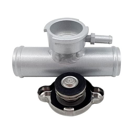 Hchcspeed 38Mm Aluminum Radiator Hose In Line Connector 1-1/2" To 1.5" Filler Neck With Cap Silver #TOP1