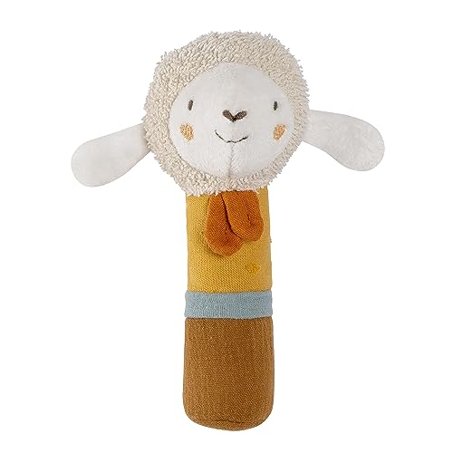 Fehn Stabgreifling Schaf fehnNATUR – Motorik-Spielzeug mit Rassel und Bio-Baumwolle (kbA) – fördert spielerisch das frühkindliche Lernen – treuer Begleiter für Babys und Kleinkinder ab 0+ Monaten